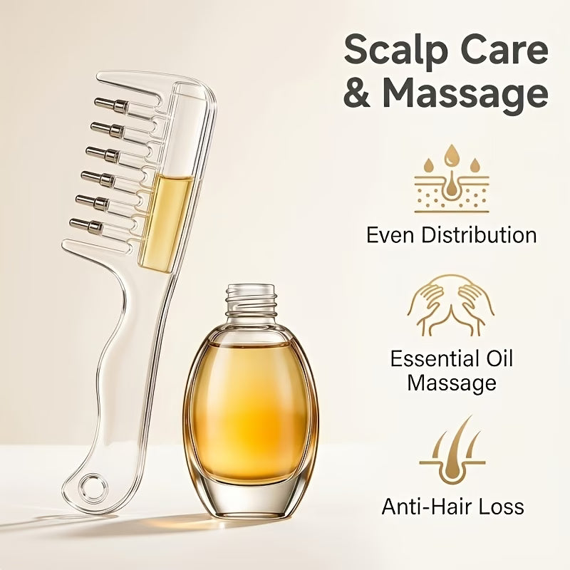 2-in-1 Hair Oil Applicator Comb with Roller Ball
