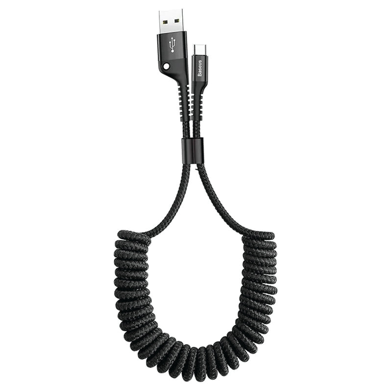 Baseus data cable Type-C 2A 1mt fish eye spring black CATSR-01