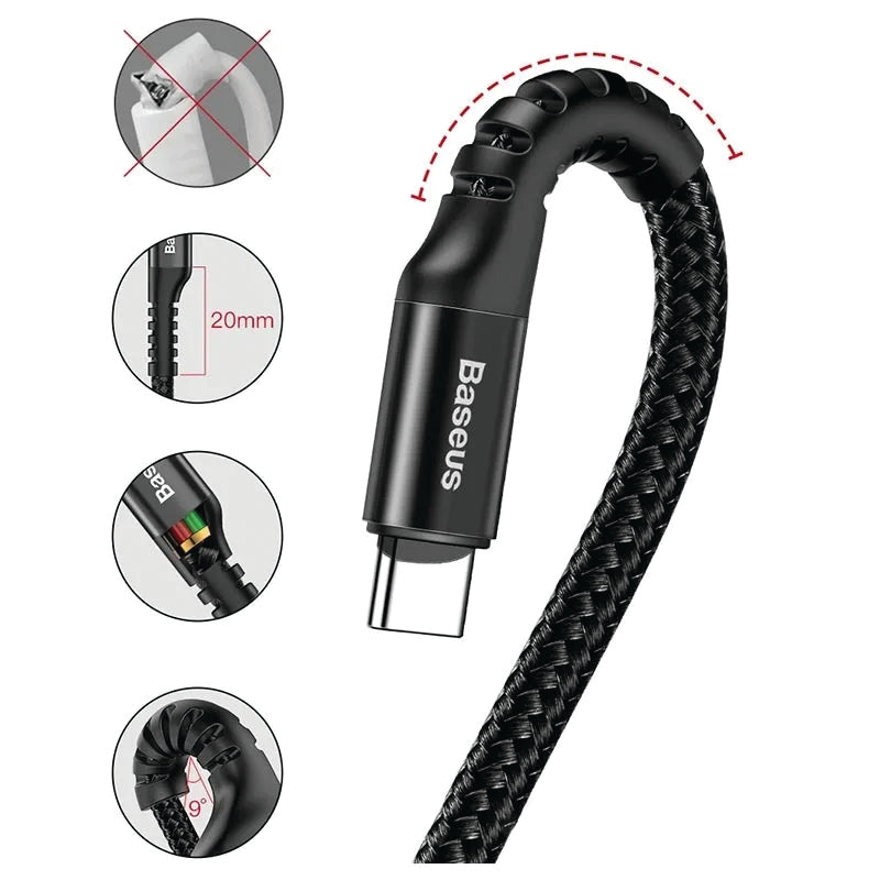Baseus data cable Type-C 2A 1mt fish eye spring black CATSR-01
