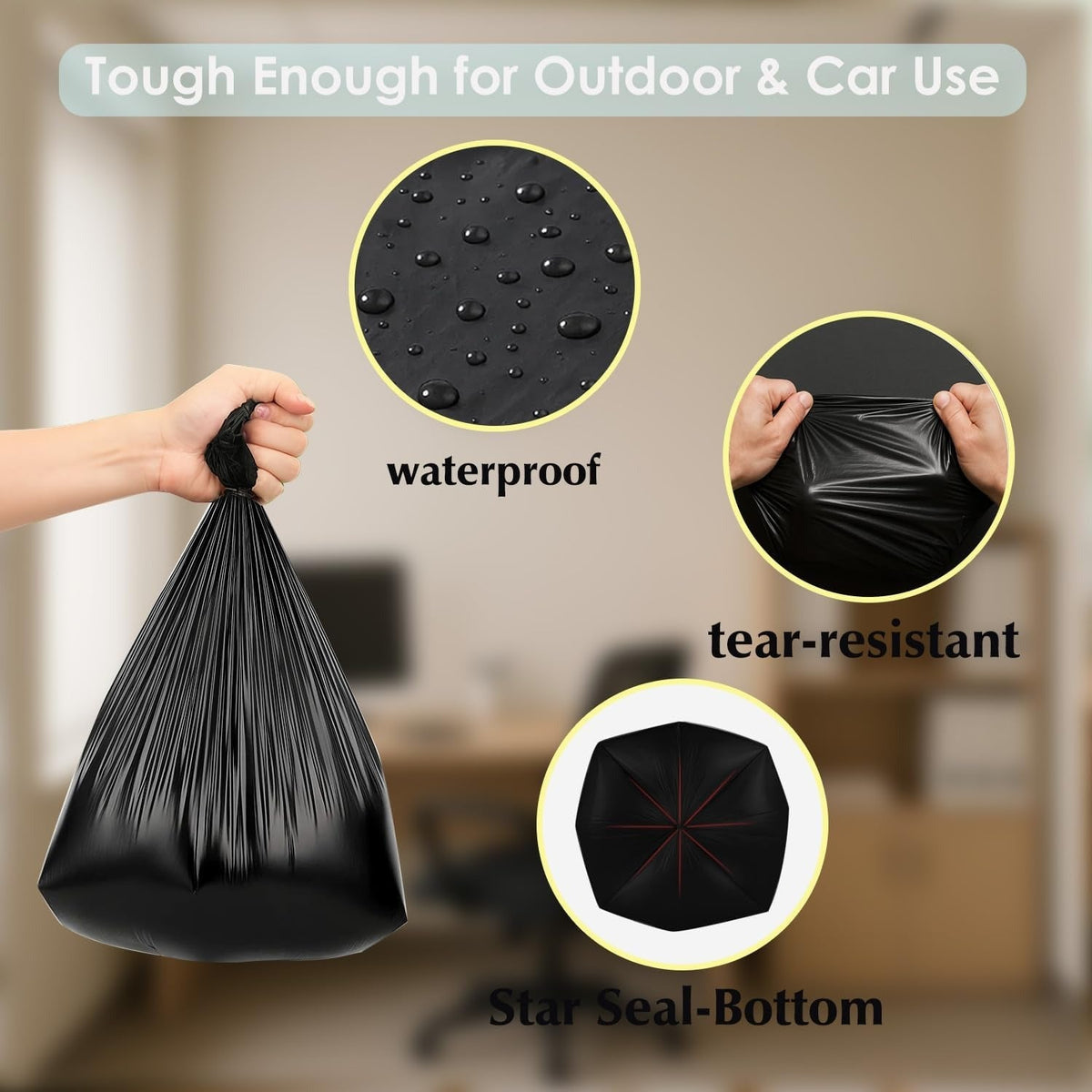 Pack of 5 pcs Mini Trash Bags for Car (60 Bags/Roll)