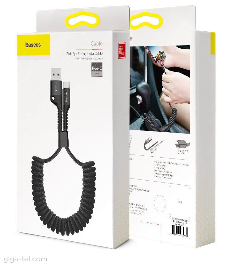 Baseus data cable Type-C 2A 1mt fish eye spring black CATSR-01