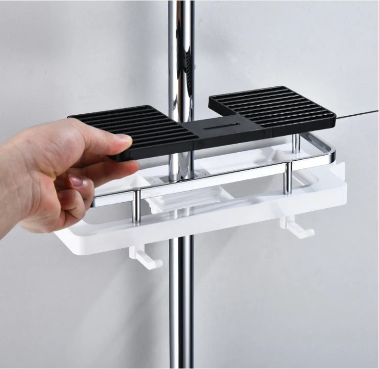 Adhesive Shower Shelf with Soap Holder – Tool-Free Installation for Modern Bathrooms