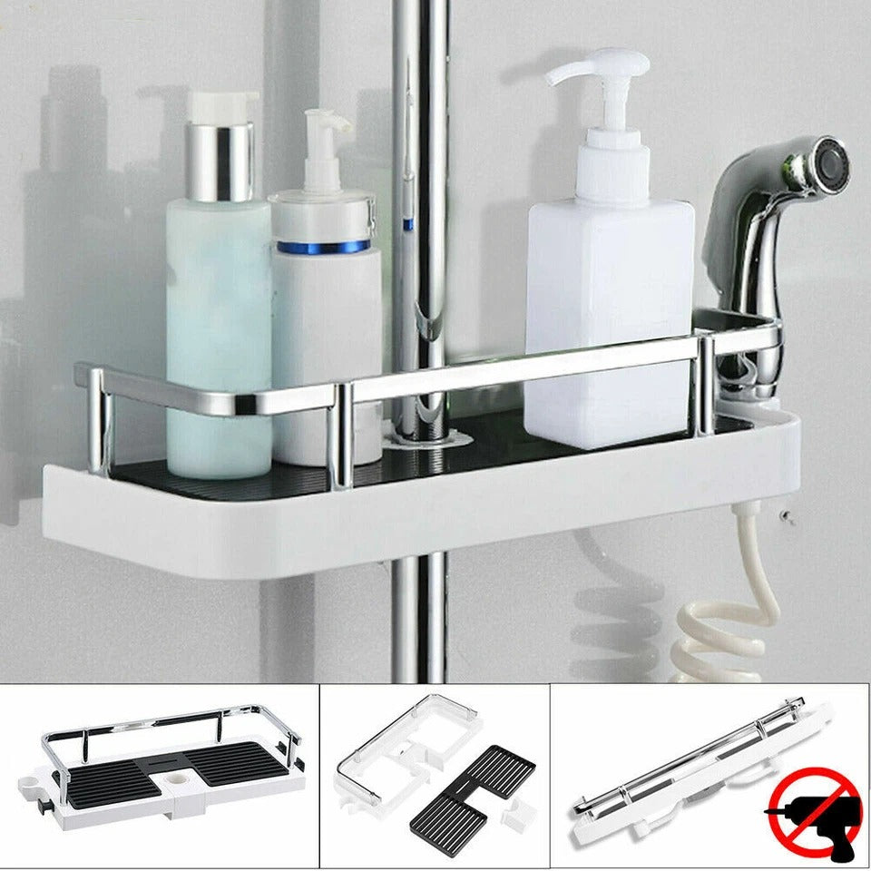 Adhesive Shower Shelf with Soap Holder – Tool-Free Installation for Modern Bathrooms