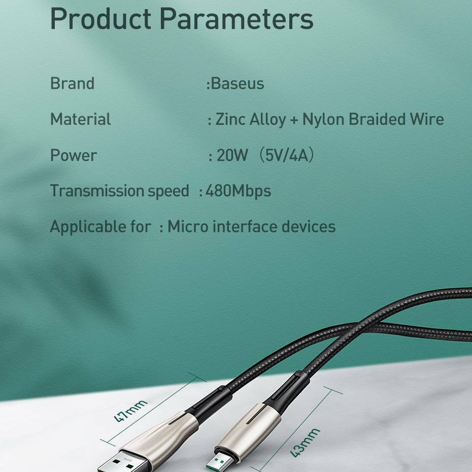 Baseus Waterdrop USB Cable For Micro 20W