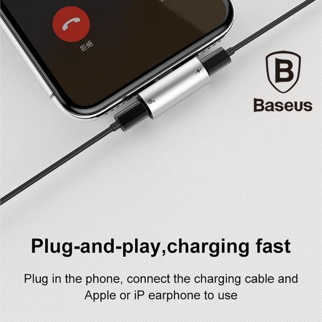 Baseus 3 in 1 Charging+Music+Calling  Lightning iPhone male to Dual iPhone Female adopter