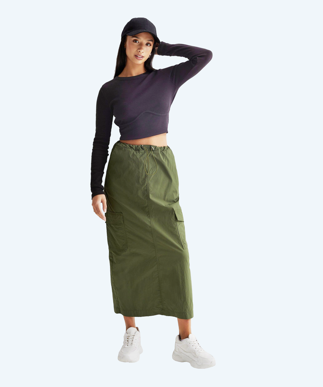 Long cargo skirt