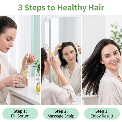 2-in-1 Hair Oil Applicator Comb with Roller Ball