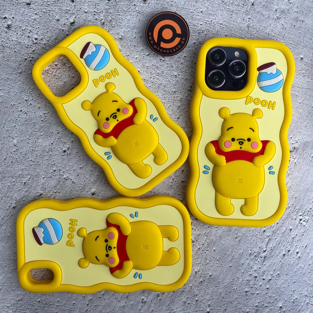 iPhone All Models Pooh Silicone ShockProof Rubber 3D Case