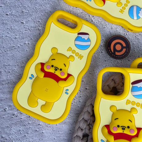 iPhone All Models Pooh Silicone ShockProof Rubber 3D Case
