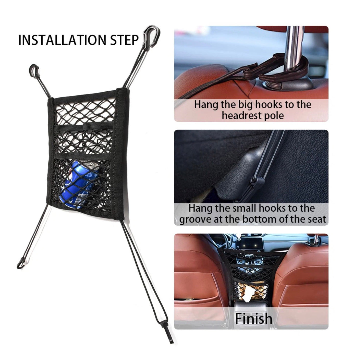 3 Layer Seat Storage Net & Barrier For Car Organizer